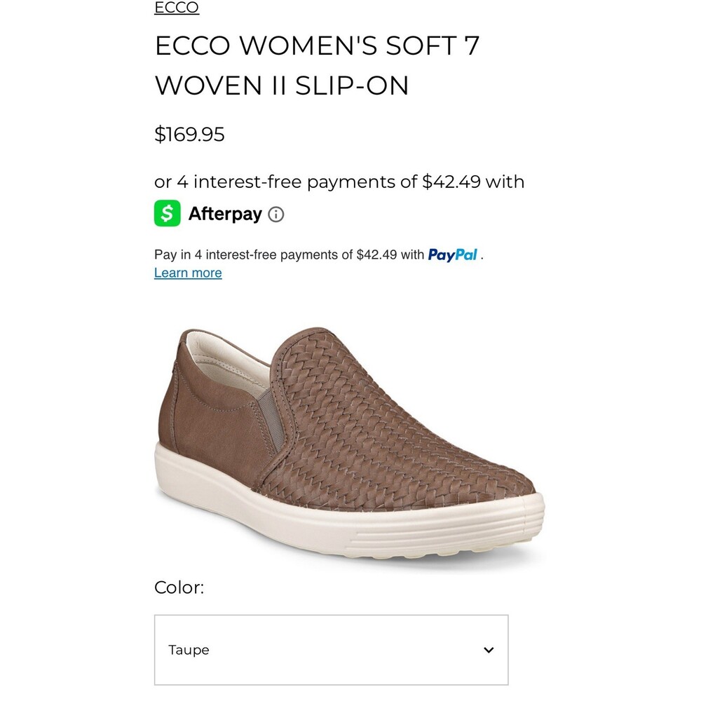 $170 ECCO Soft 7 Woven Slip On Brown Leather Casual Shoes Women’s 5 5.5 6 36